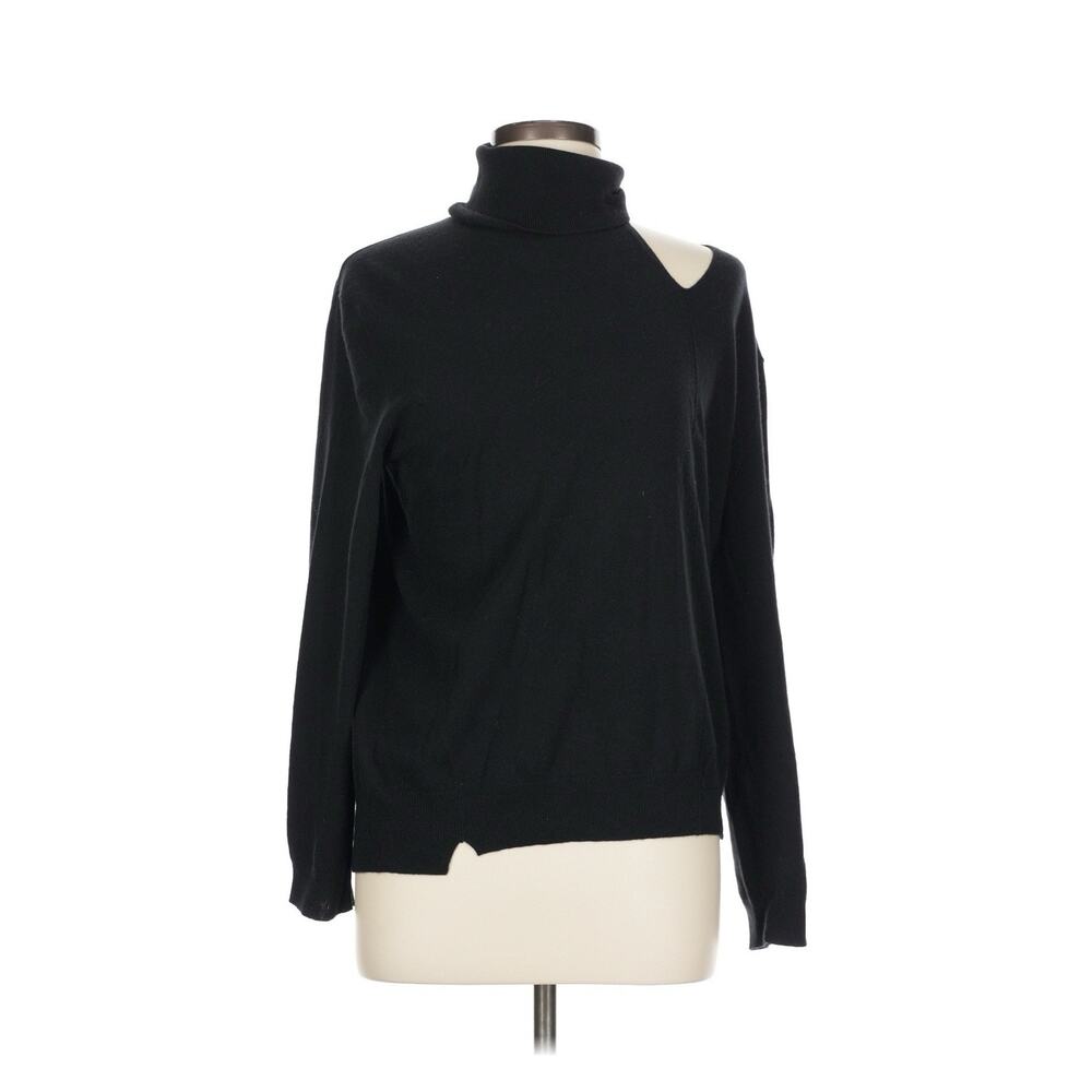 Arch 4 Baby Goat Cashmere Black Turtleneck Oyster Sweater Cut Out L